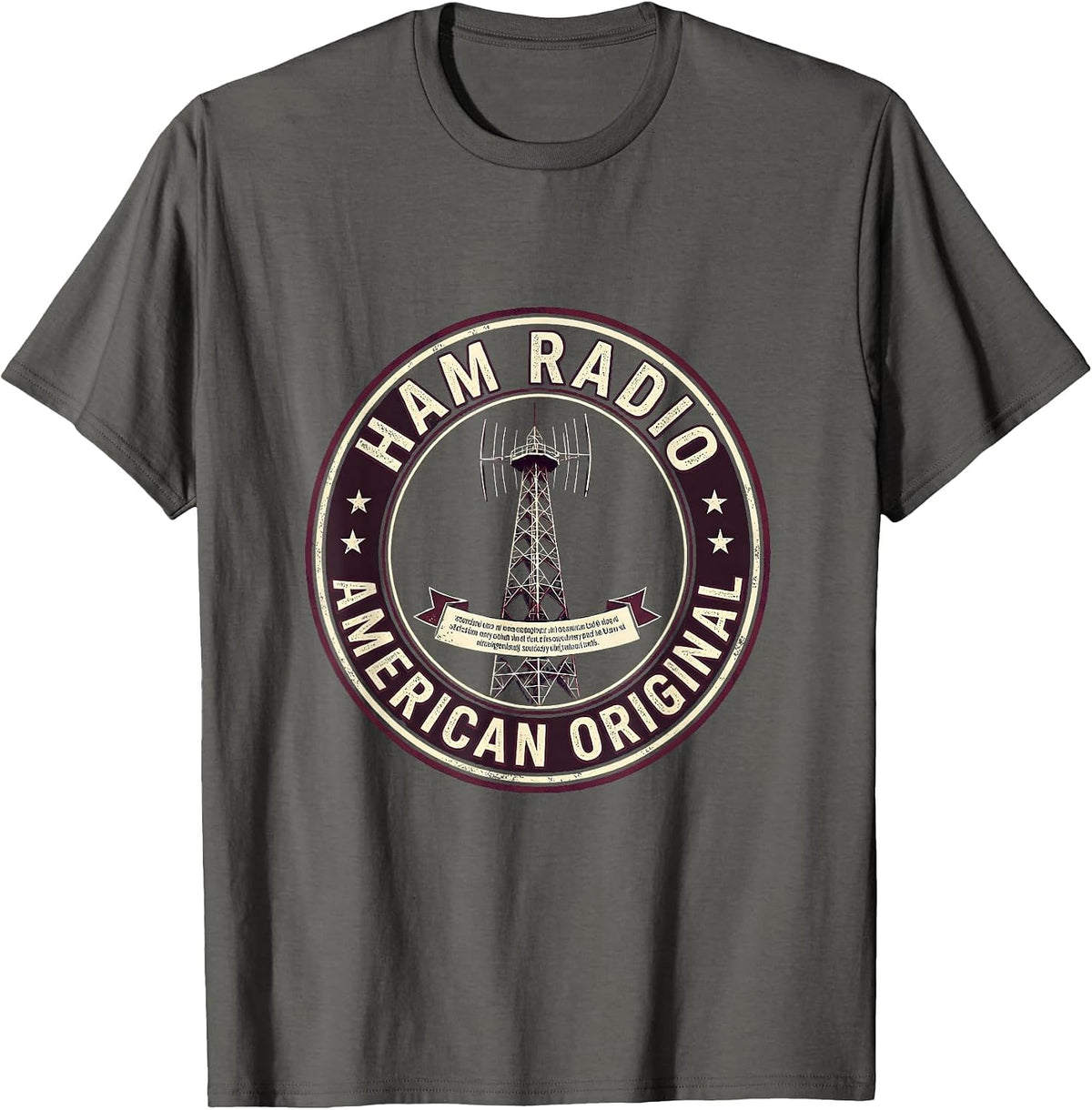 Ham Radio American Original Vintage Badge Design T-Shirt - Asphalt Grey