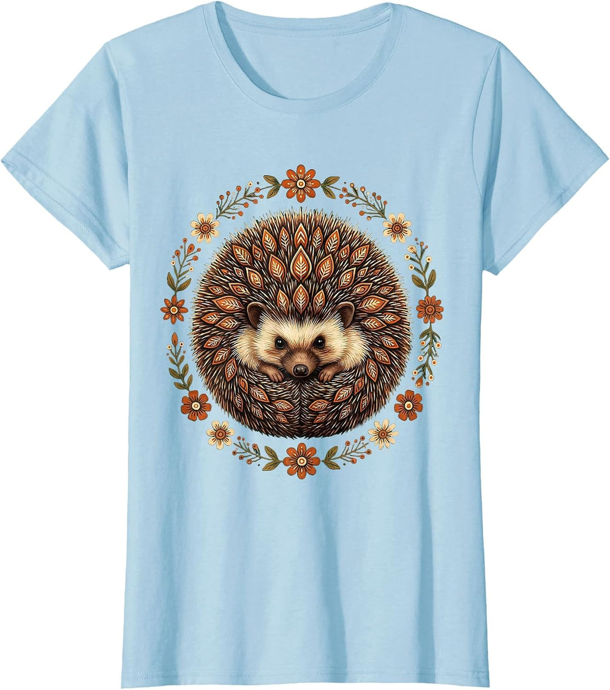 Cute Baby Hedgehog Curled Up Tiny Ball Design T-Shirt - Baby Blue
