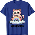 Grindcore Cute Kawaii Kitten Rainbow Metalhead Irony T-Shirt - Royal Blue