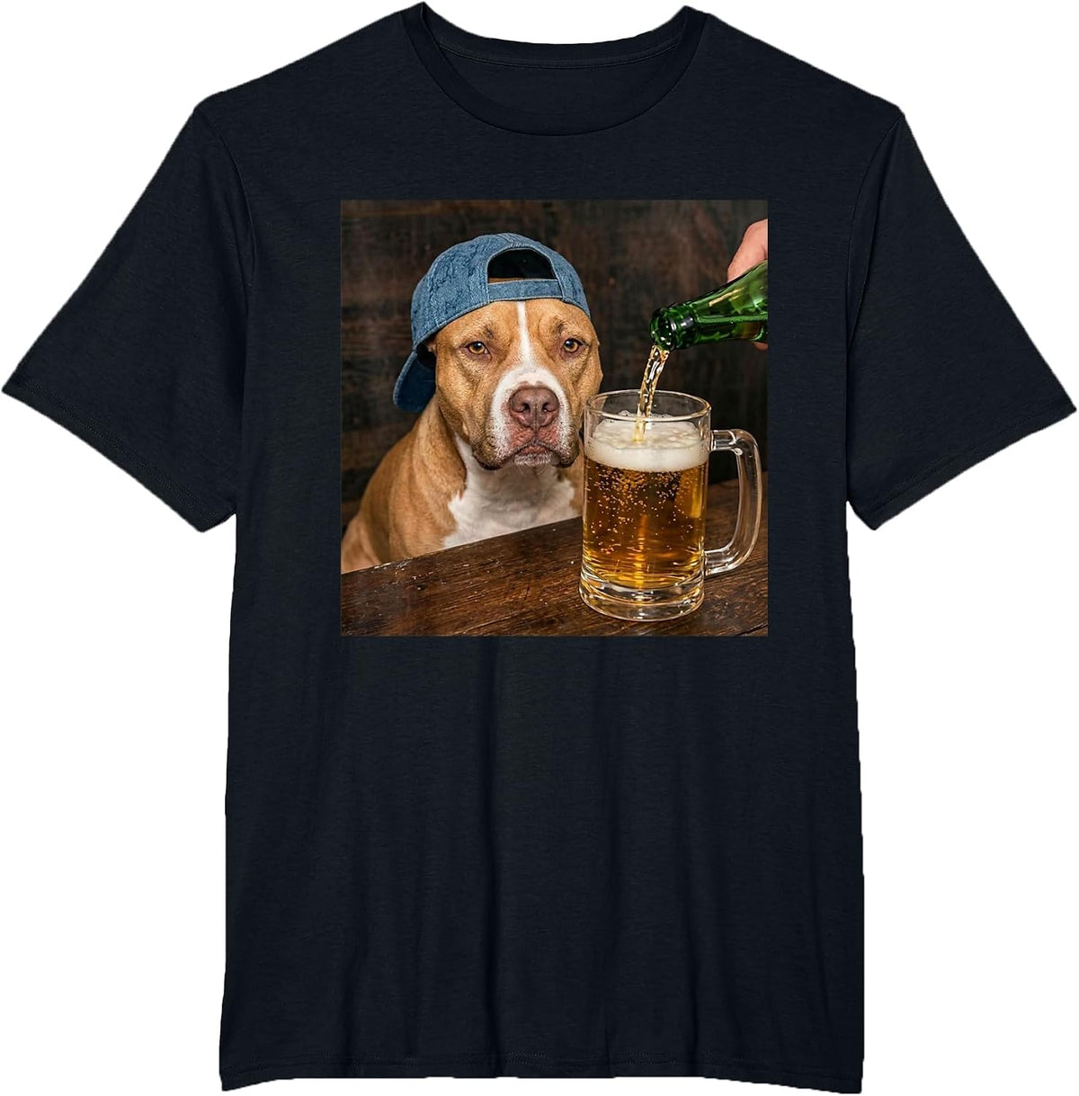 Pitbull Drinking Beer Funny Pitbull Dog Meme T-Shirt - Black