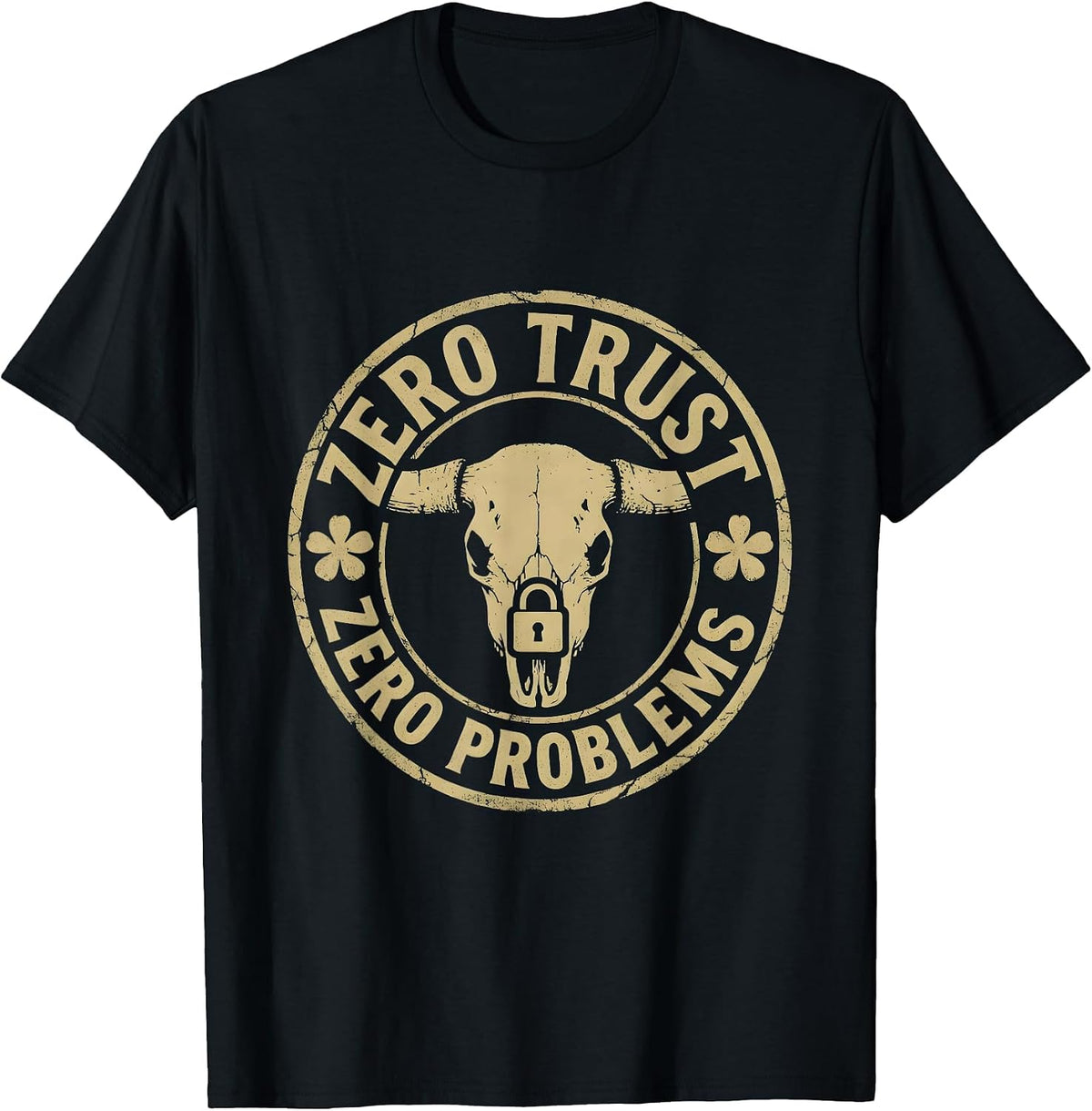 Men's Zero Trust Zero Problems Cybersecurity Design T-Shirt - Black