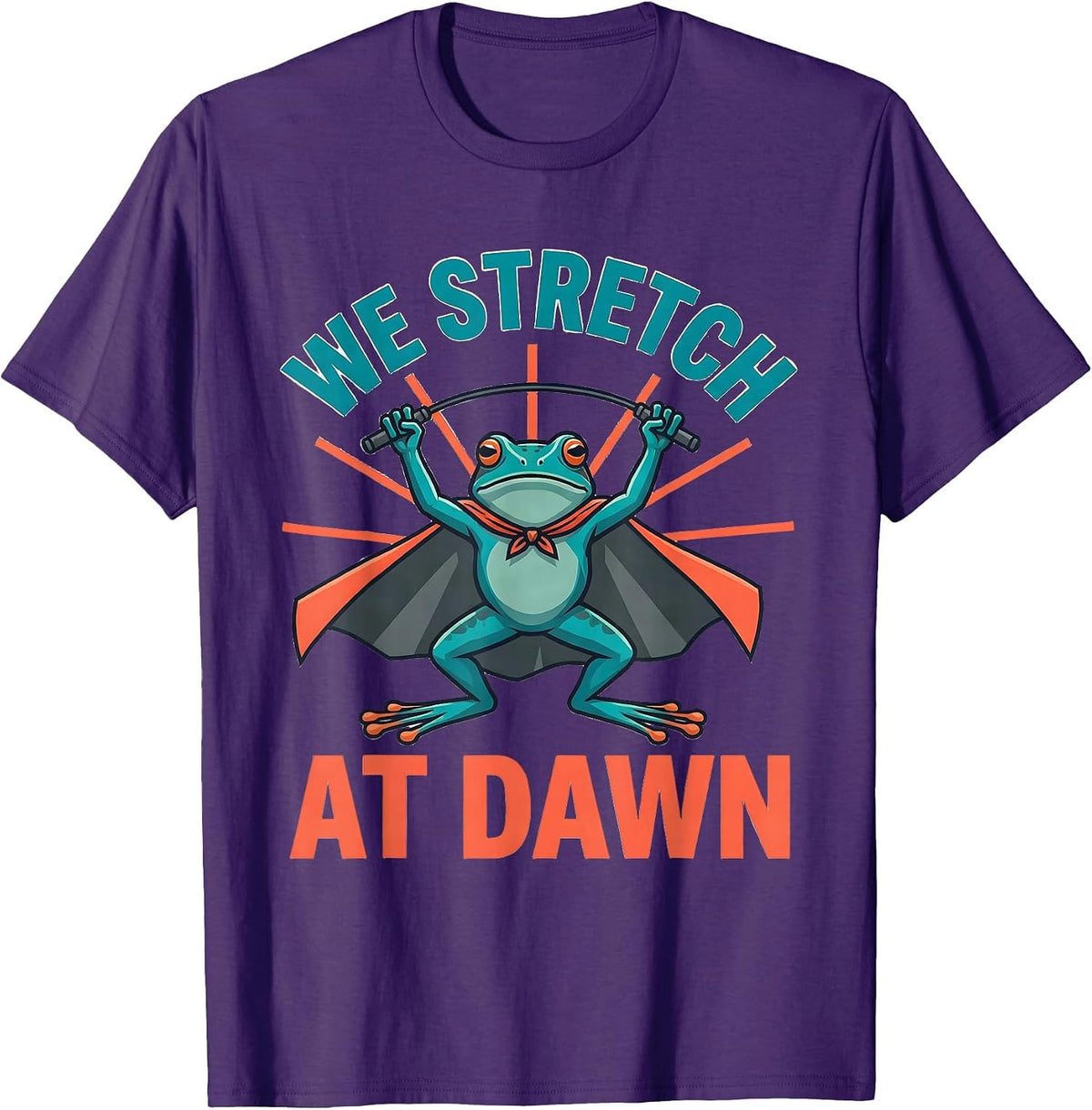 We Stretch At Dawn Funny Teacher Frog Back to School T-Shirt, Men, Purple, Large - As Pictured