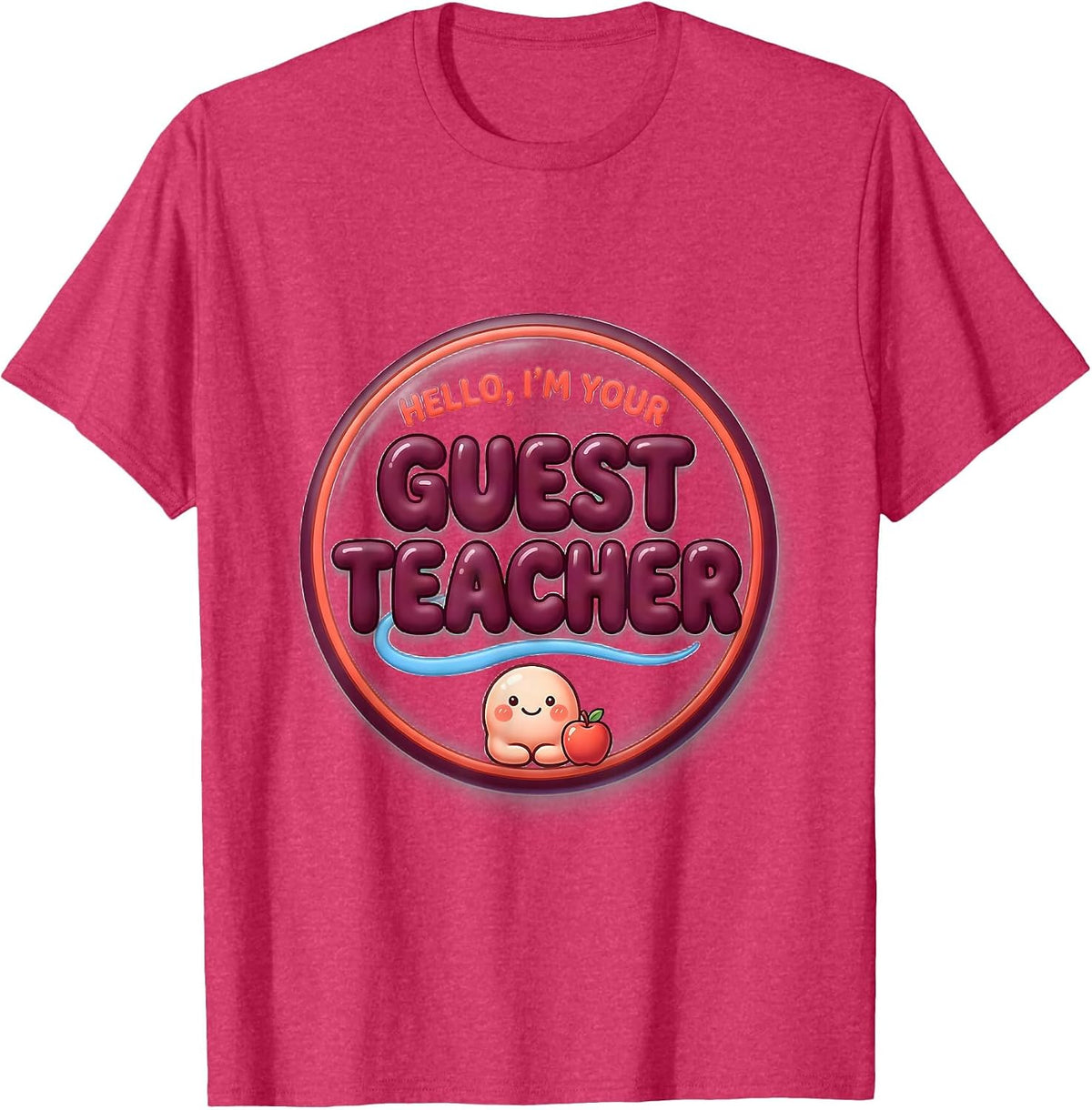 Hello, I'm Your Guest Teacher Cute Kawaii Substitute Teacher T-Shirt - Red Heather