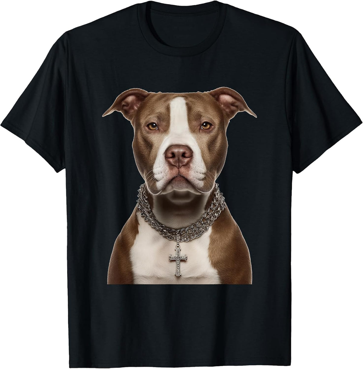 Christian Pitbull Dog Pittie Cross Religious Graphic T-Shirt - Black