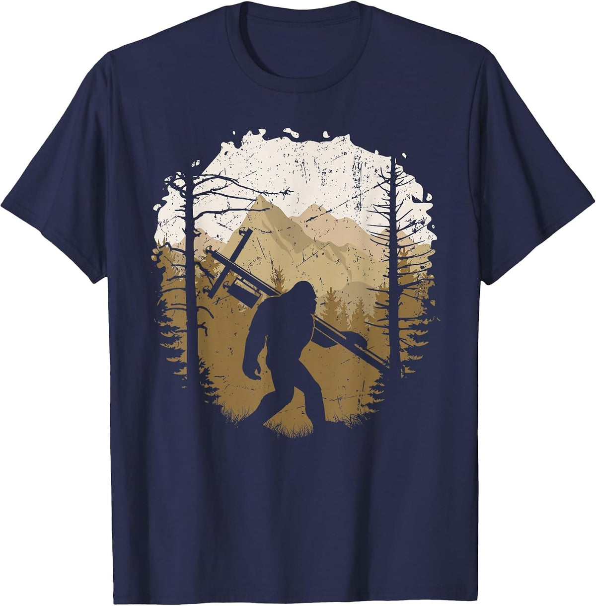 Funny Bigfoot Lineman Power Electrician Sasquatch Lineworker T-Shirt - Navy Blue