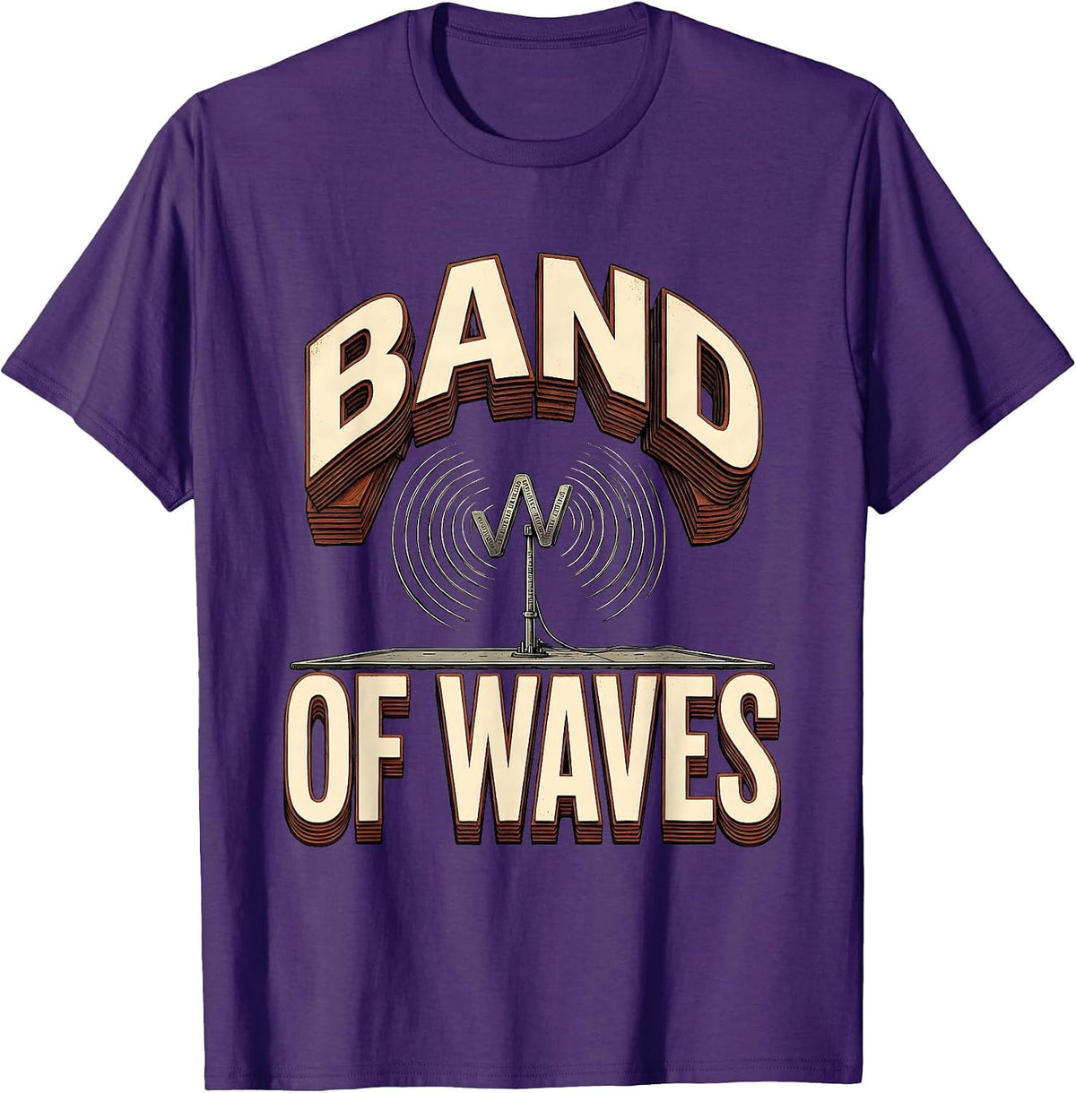 Band Of Waves Wood Type Letterpress Ham Radio Operator Hobby T-Shirt - Purple
