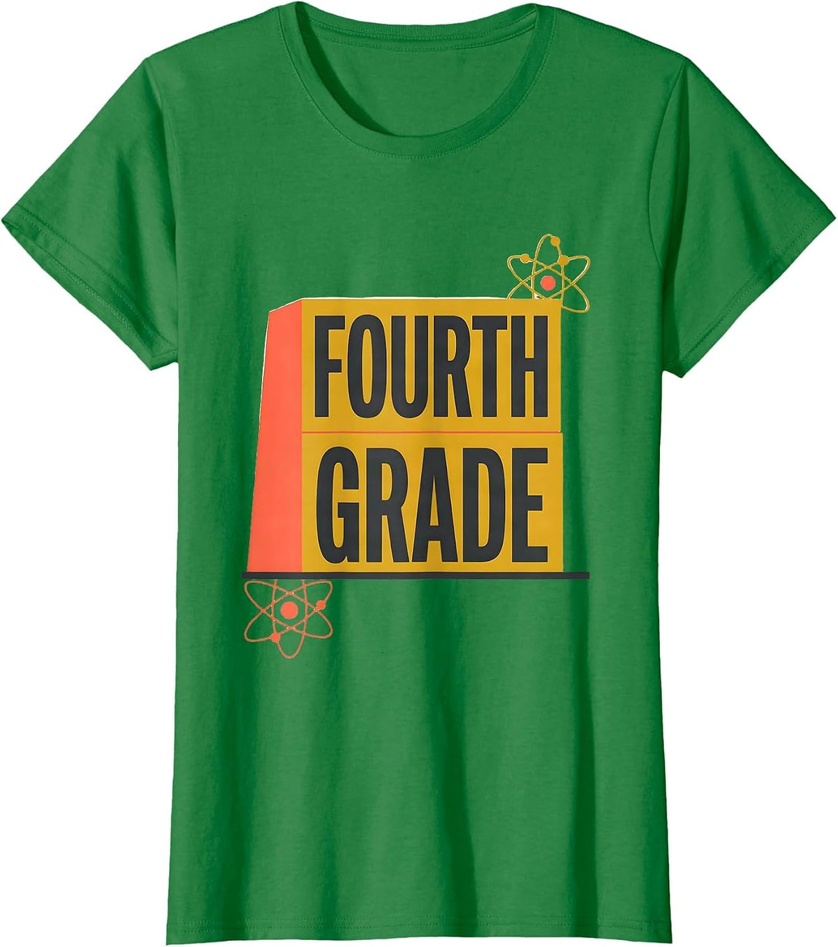 Women's Fourth Grade Retro Midcentury Modern Teacher Student Back T-Shirt - Kelly Green
