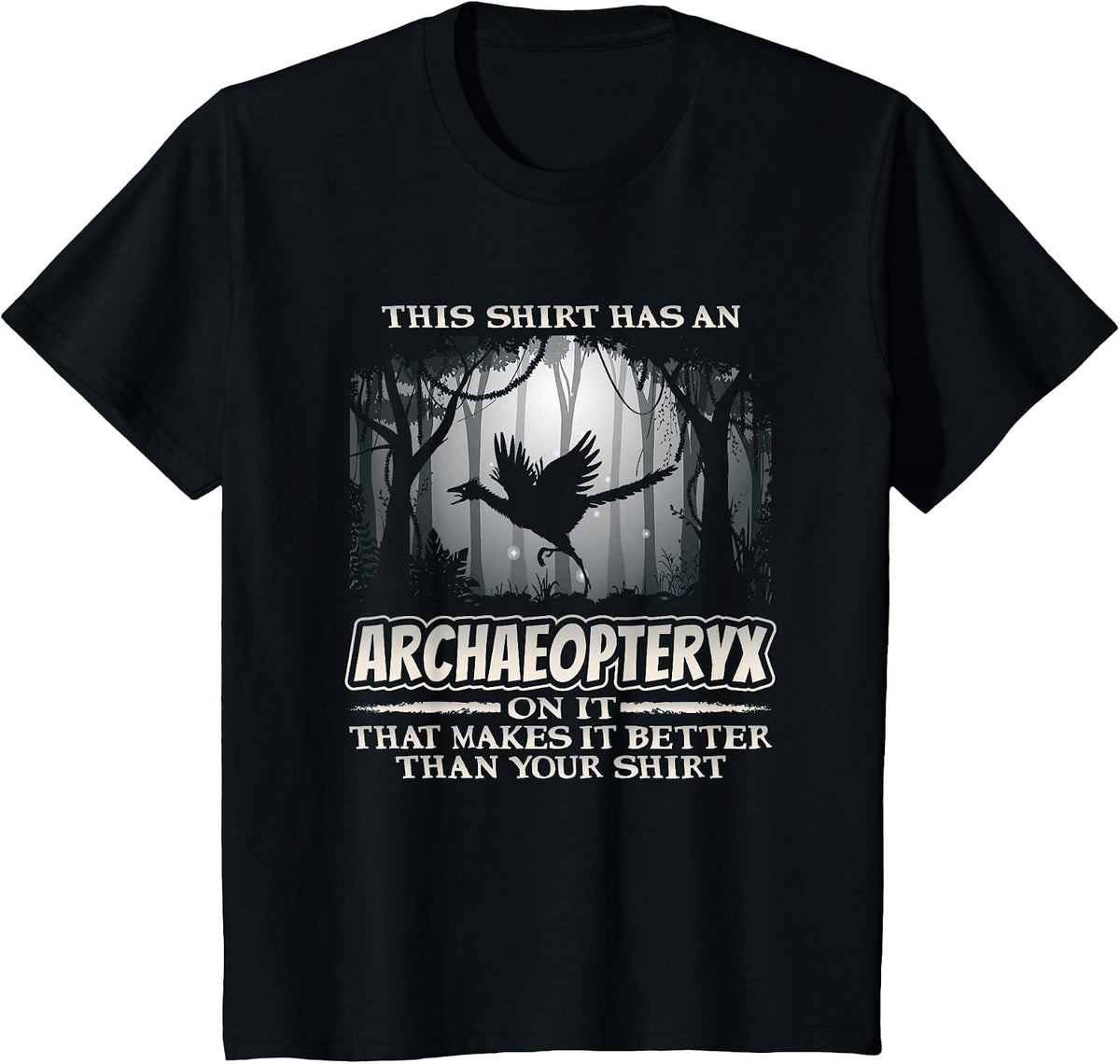 Archaeopteryx Dinosaur Funny Jurassic Period Dino Lover T-Shirt - Black