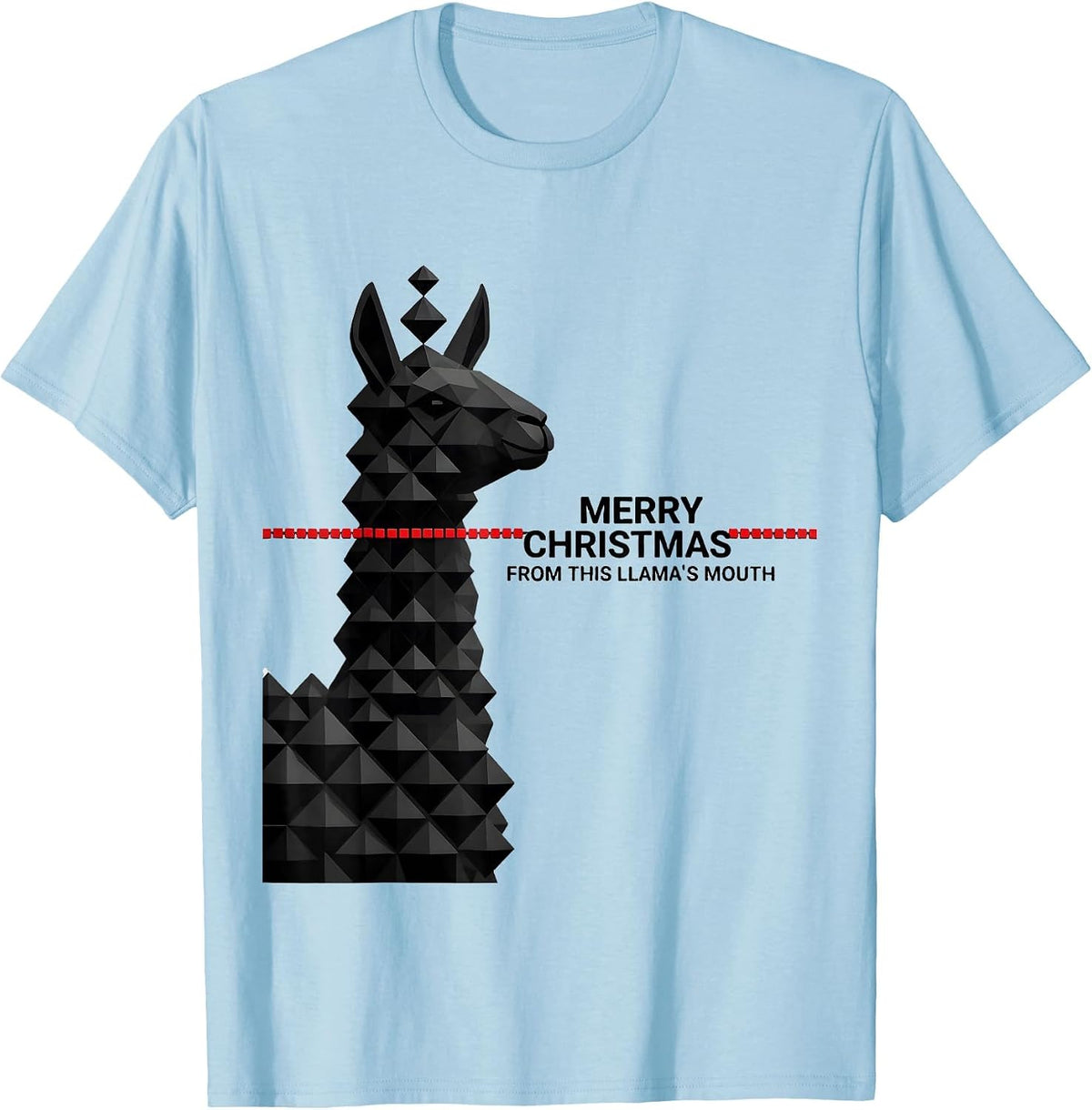 Men's Merry Christmas From This Llama's Mouth Funny Llama Lover T-Shirt - Baby Blue