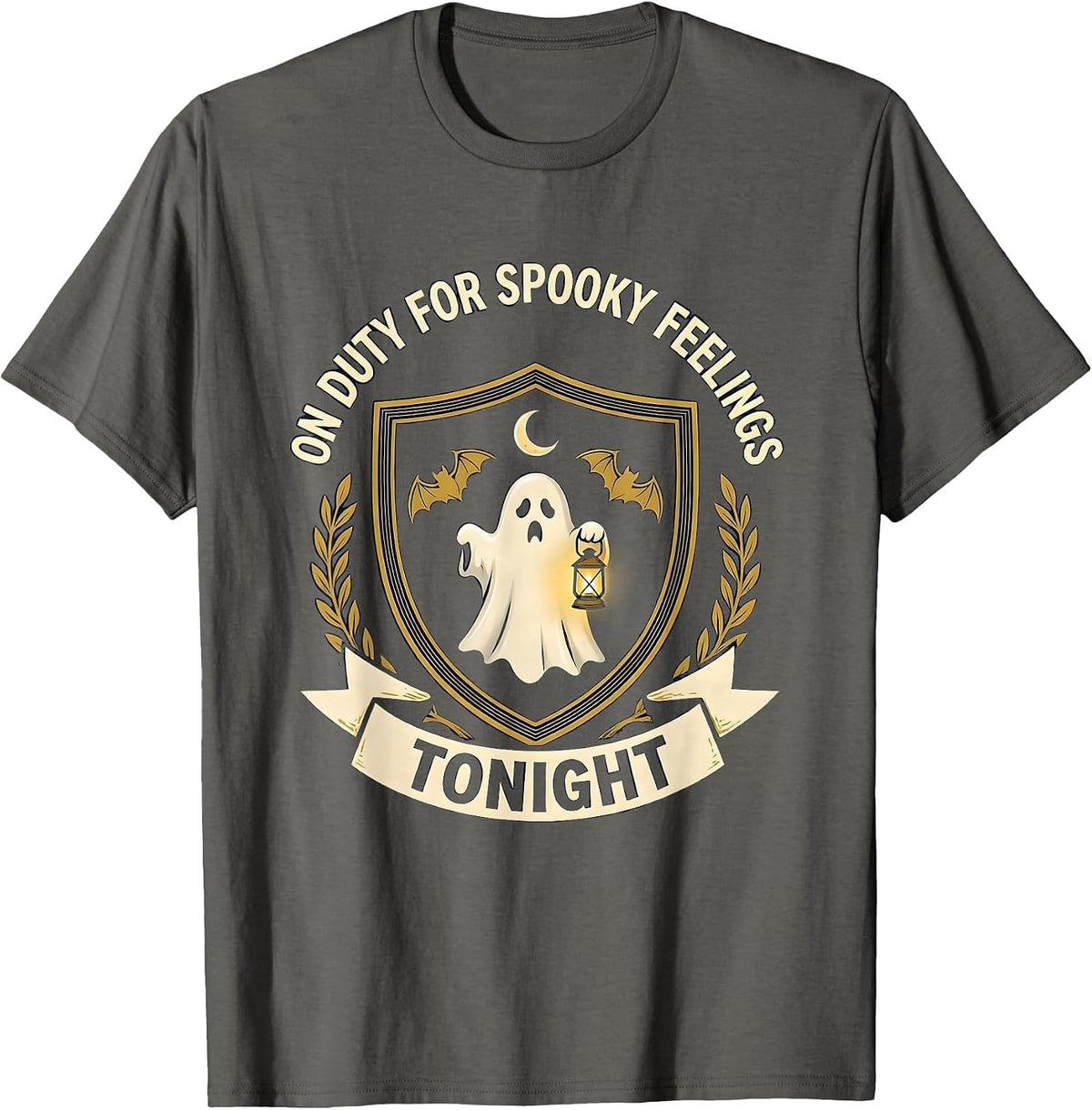 On Duty For Spooky Feelings Tonight Halloween School T-Shirt - Asphalt Grey