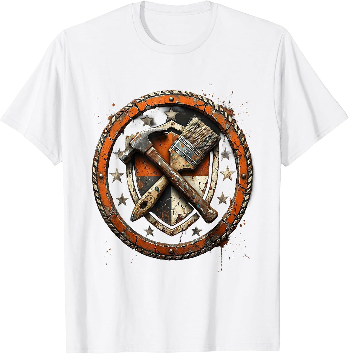 Men's We The People Hammer and Paintbrush Coat of Arms T-Shirt - White