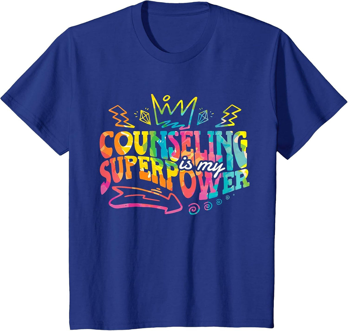 Counseling is My Superpower Professional School Counselor T-Shirt - Royal Blue