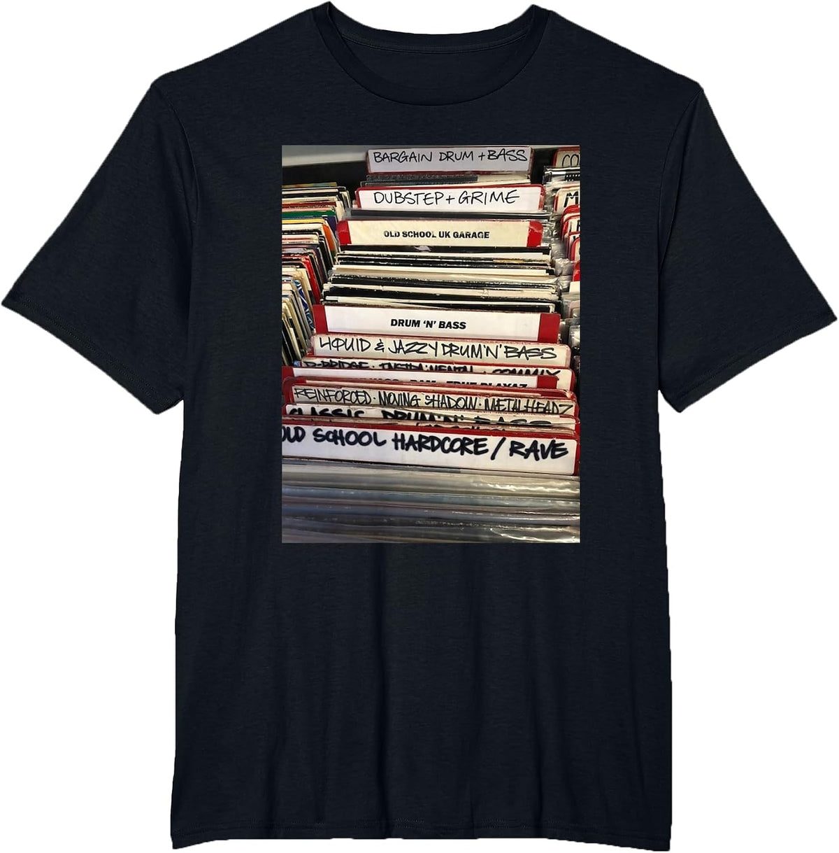 Vinyl DnB Drum N Bass Liquid Junglist Rave Dubstep Grime T-Shirt - Black