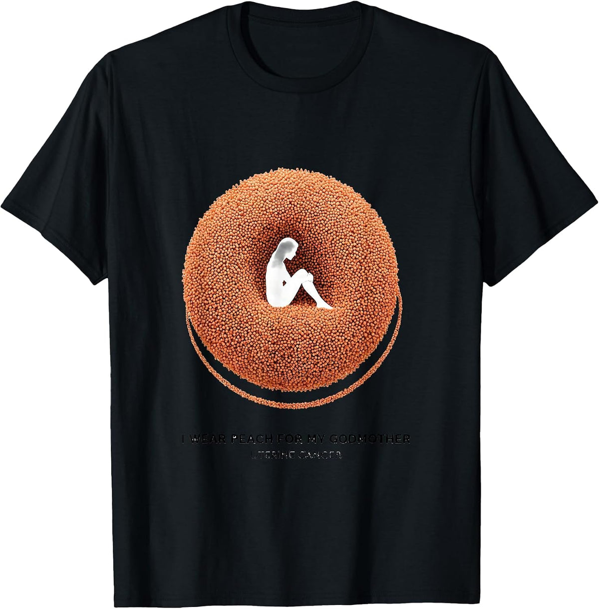 Men's I Wear Peach For My Godmother, Uterine Cancer Supporter T-Shirt - Black