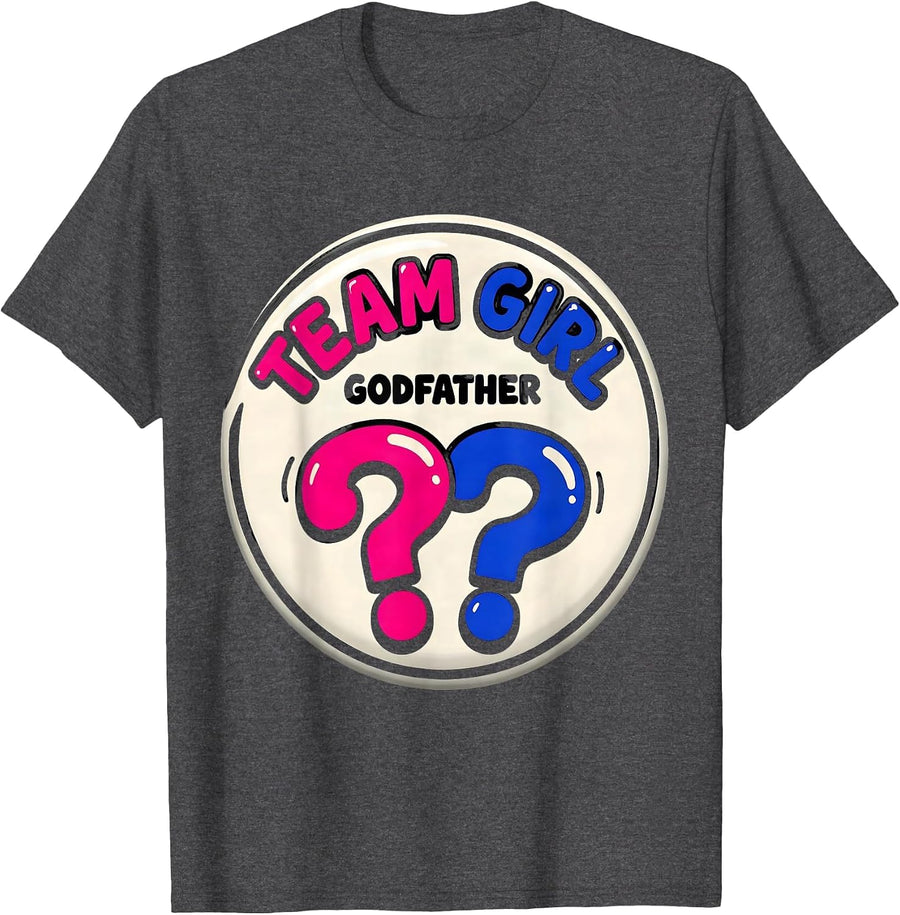 Men's Team Girl Godfather Funny Gender Reveal Party Family T-Shirt - Dark Heather Grey