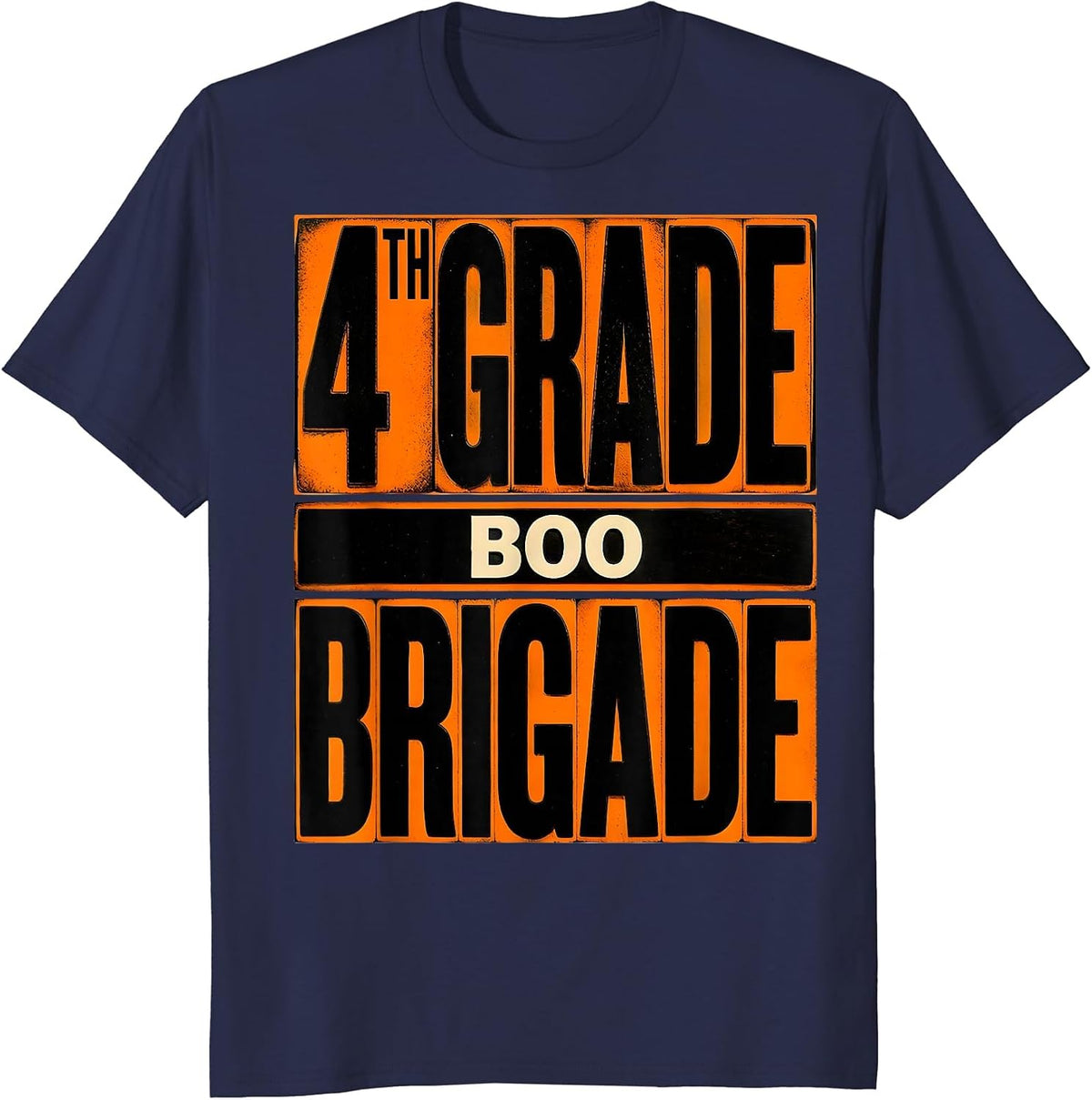 4th Grade Boo Brigade Playful Halloween Teacher School T-Shirt - Navy Blue