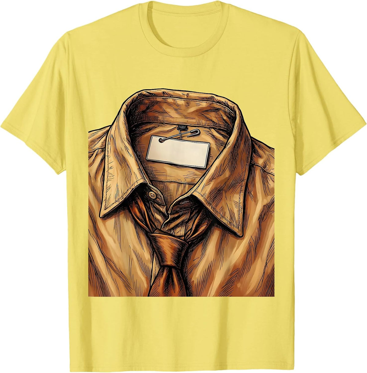 Men's Substitute Teacher Badge Graphic Design T-Shirt - Lemon Yellow
