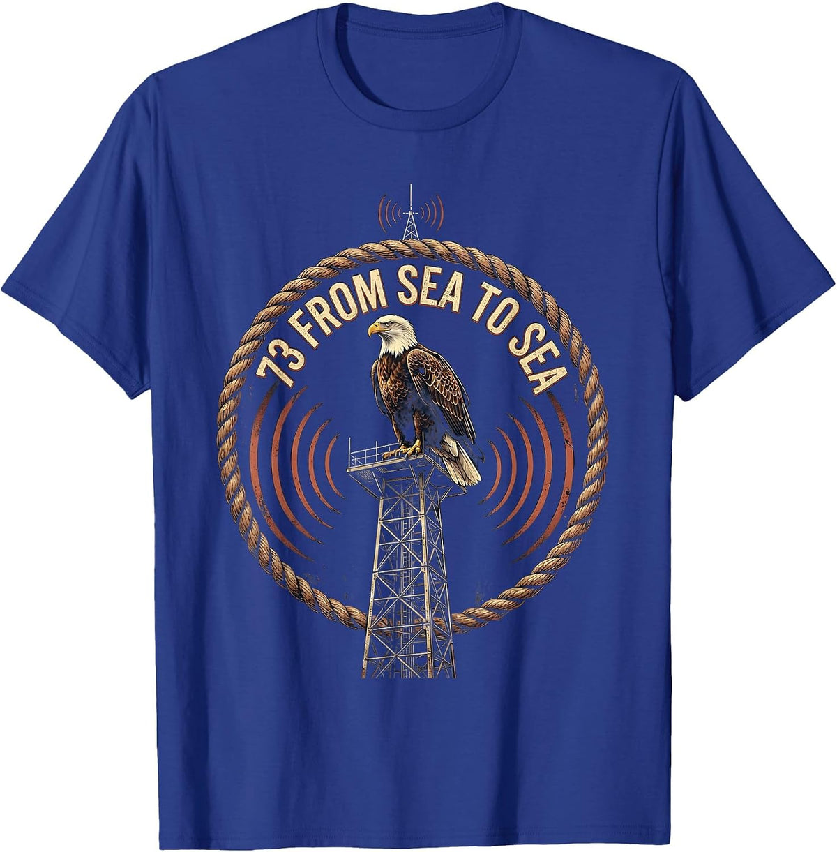 73 From Sea To Sea Vintage Radio Operator Design T-Shirt - Royal Blue