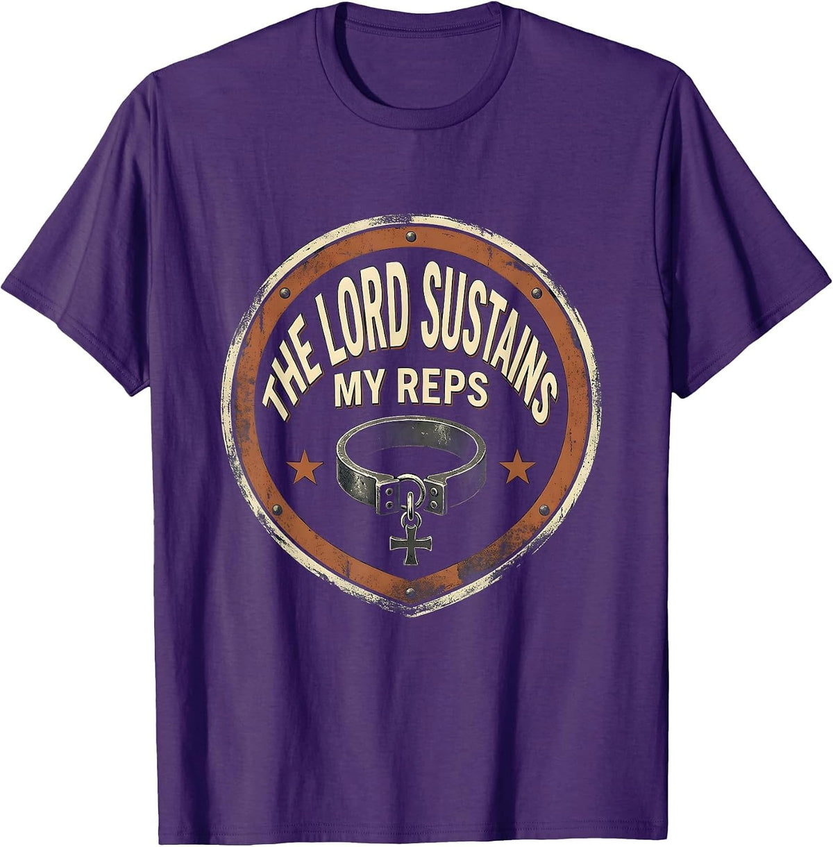 Men's The Lord Sustains My Reps Vintage Christian Gym Weightlifter T-Shirt - Purple