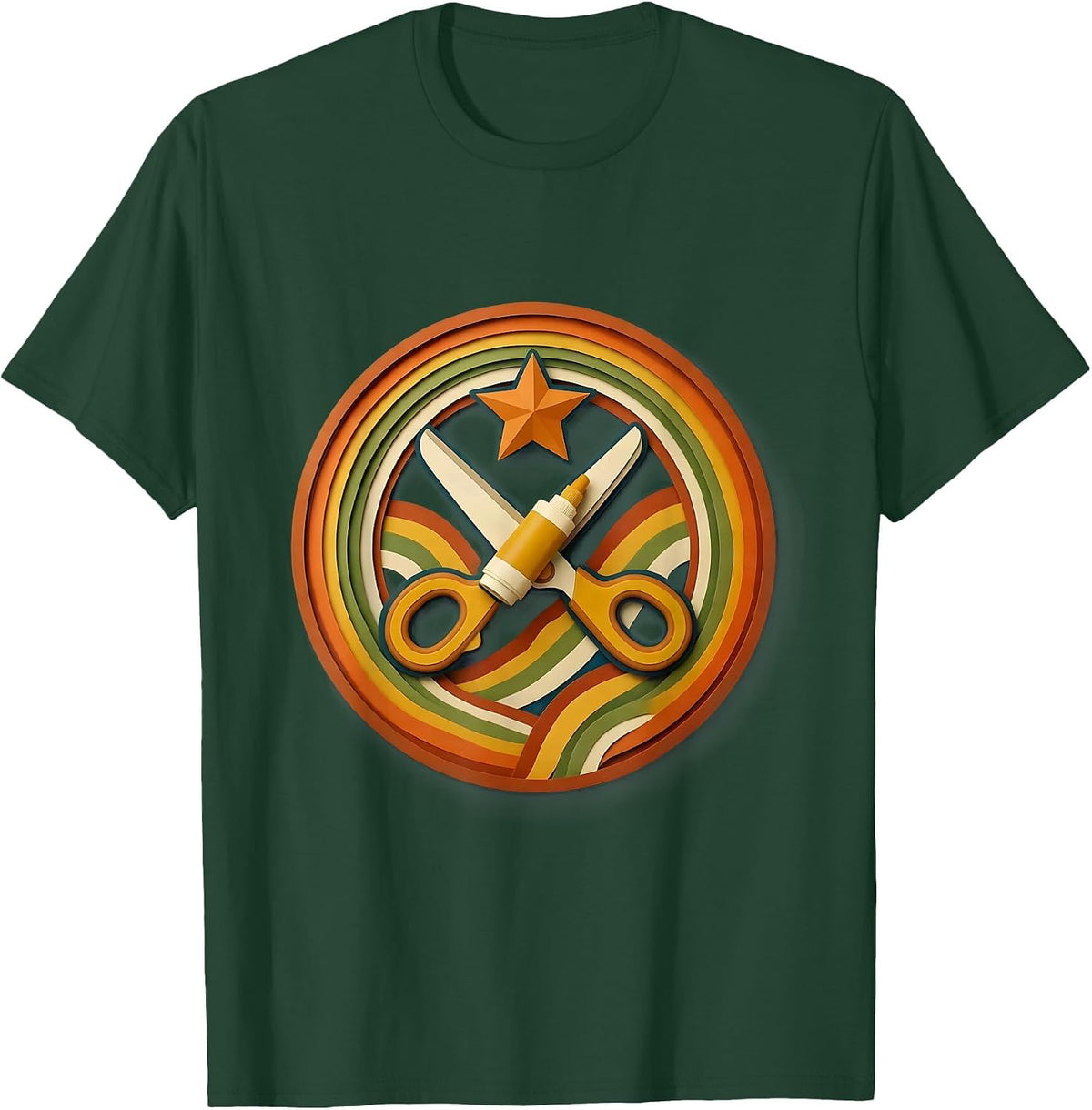 Paraprofessional Scissors Glue Stick Art Design T-Shirt - Dark Green