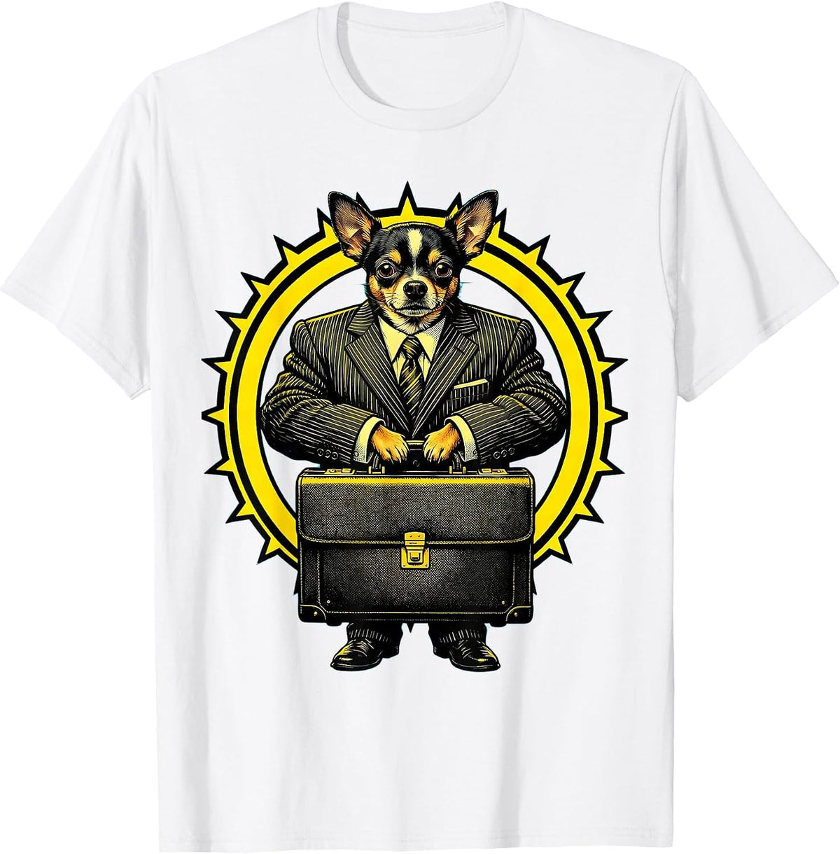 Men's Chihuahua Boss Funny Meme Graphic T-Shirt - White