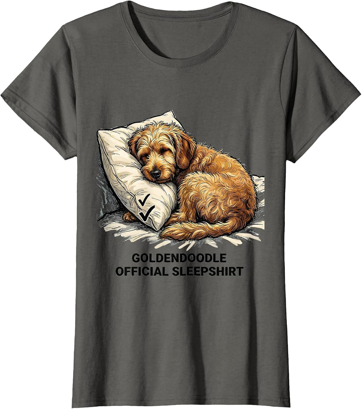 Women's Goldendoodle Official Sleepshirt Breed Lover Napping Pajamas T-Shirt - Asphalt Grey