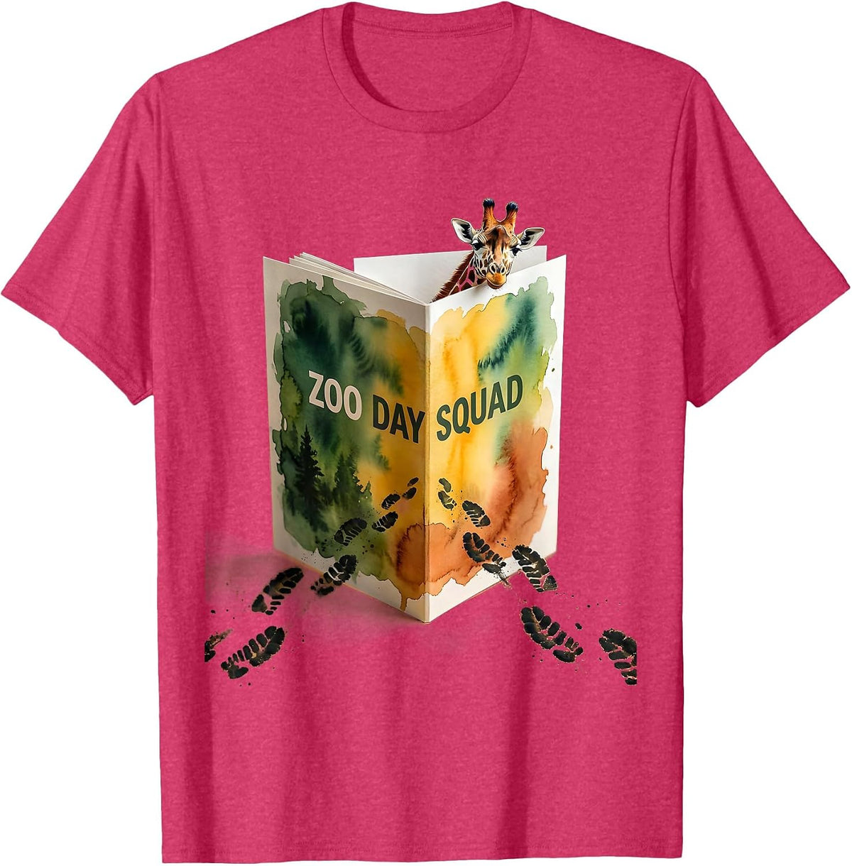 Zoo Day Squad Watercolor Zoo Safari Animal Family Birthday T-Shirt - Red Heather