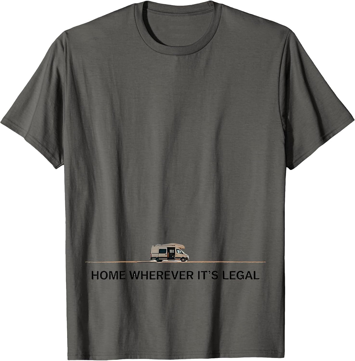 Home Wherever It's Legal Nostalgic Van Life Nomad Adventure T-Shirt - Asphalt Grey