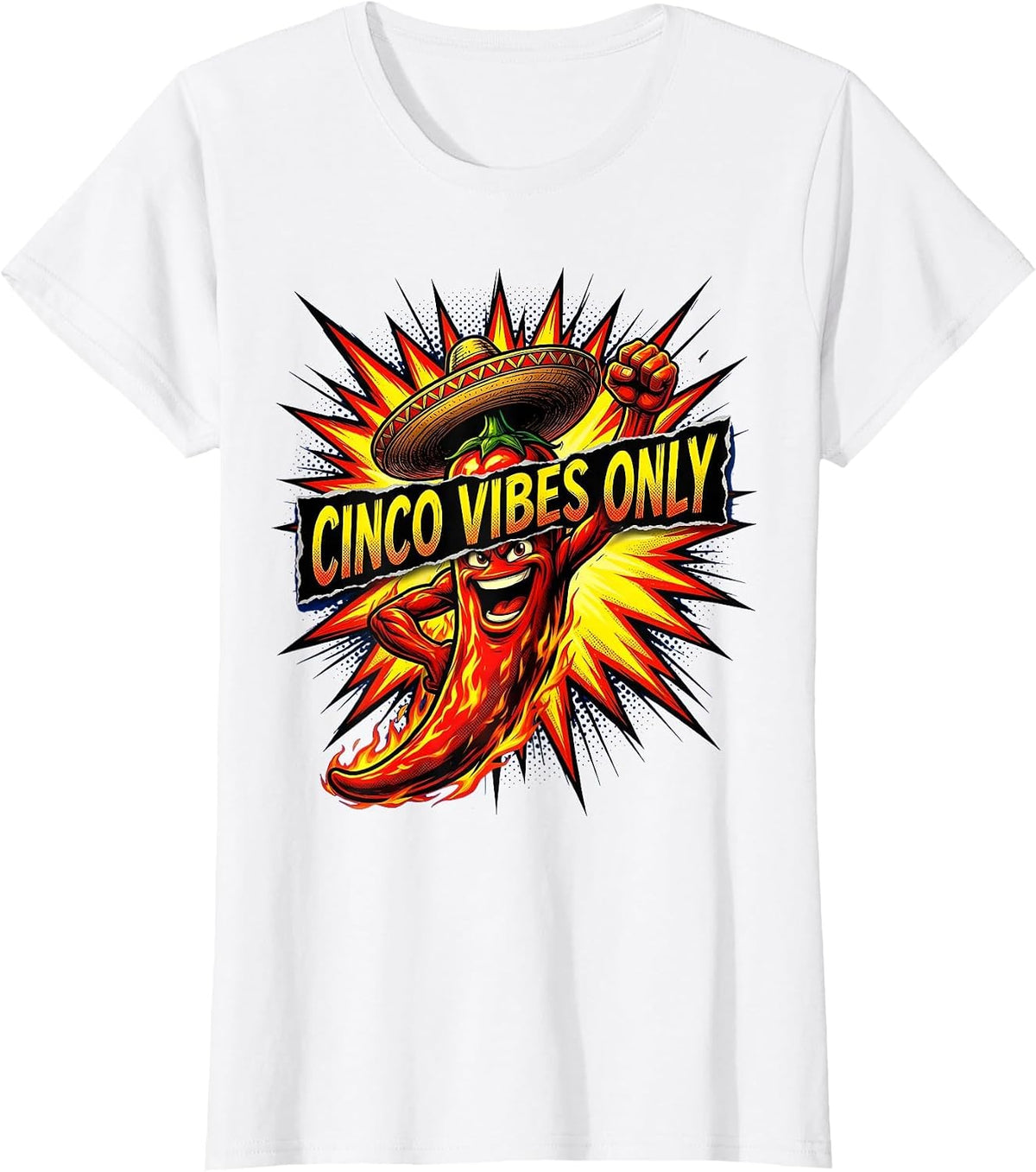 Cinco Vibes Only Cinco de Mayo Fiesta Design T-Shirt - White