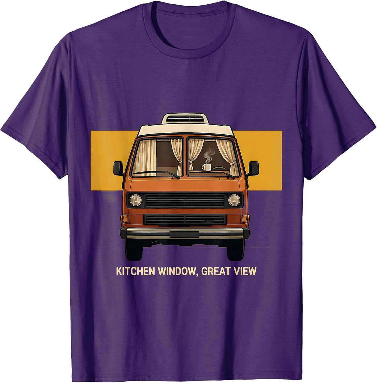 Kitchen Window Great View Retro Van Life Nomads Camper Van T-Shirt - Purple