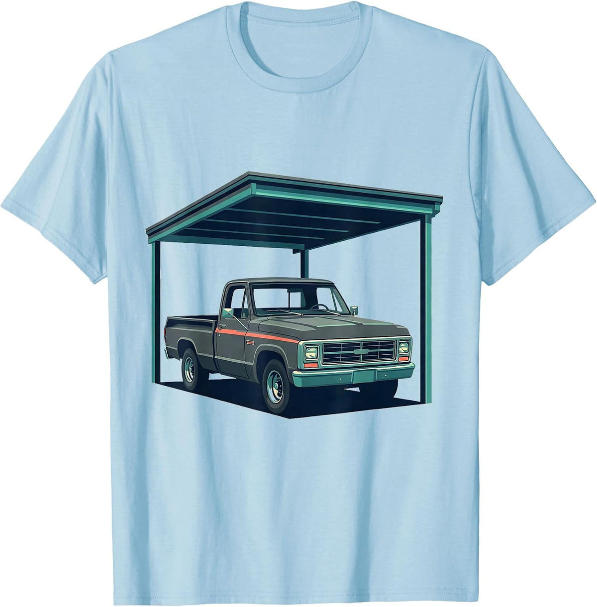 Men's Square Body Classic Pickup Truck Enthusiast Pride Vintage T-Shirt - Baby Blue