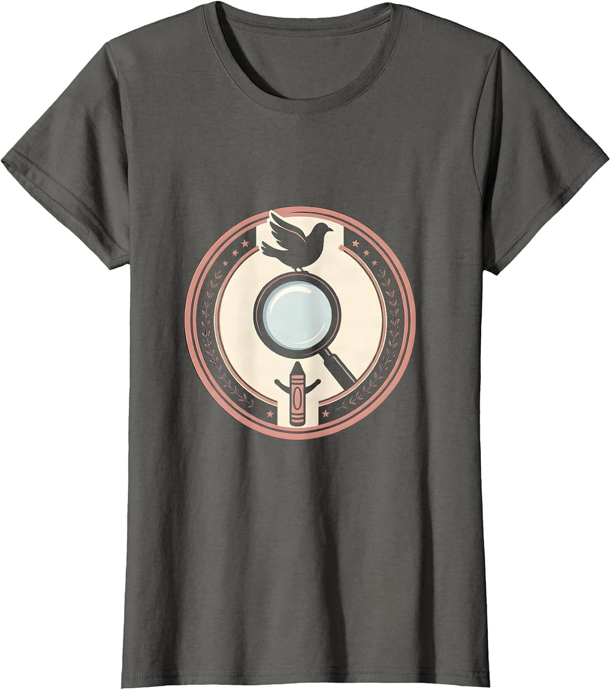 Women's Paraprofessional Magnifying Glass Child Drawing T-Shirt - Asphalt Grey