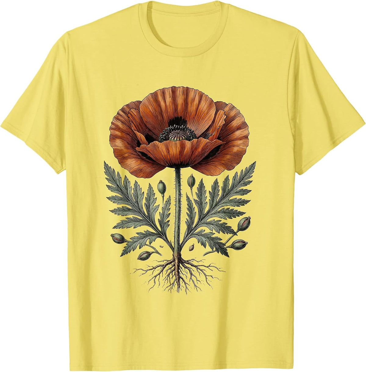 Men's Bohemian Van Life Mountain Sunset Illustration T-Shirt - Lemon Yellow