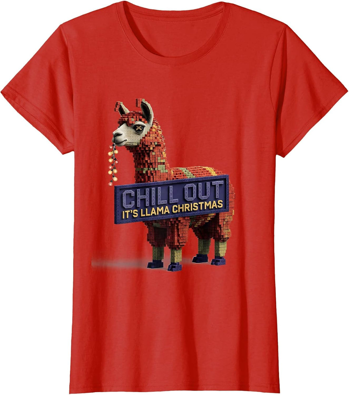 Chill Out, It's Llama Christmas Funny Llama Lover Christmas T-Shirt - Red