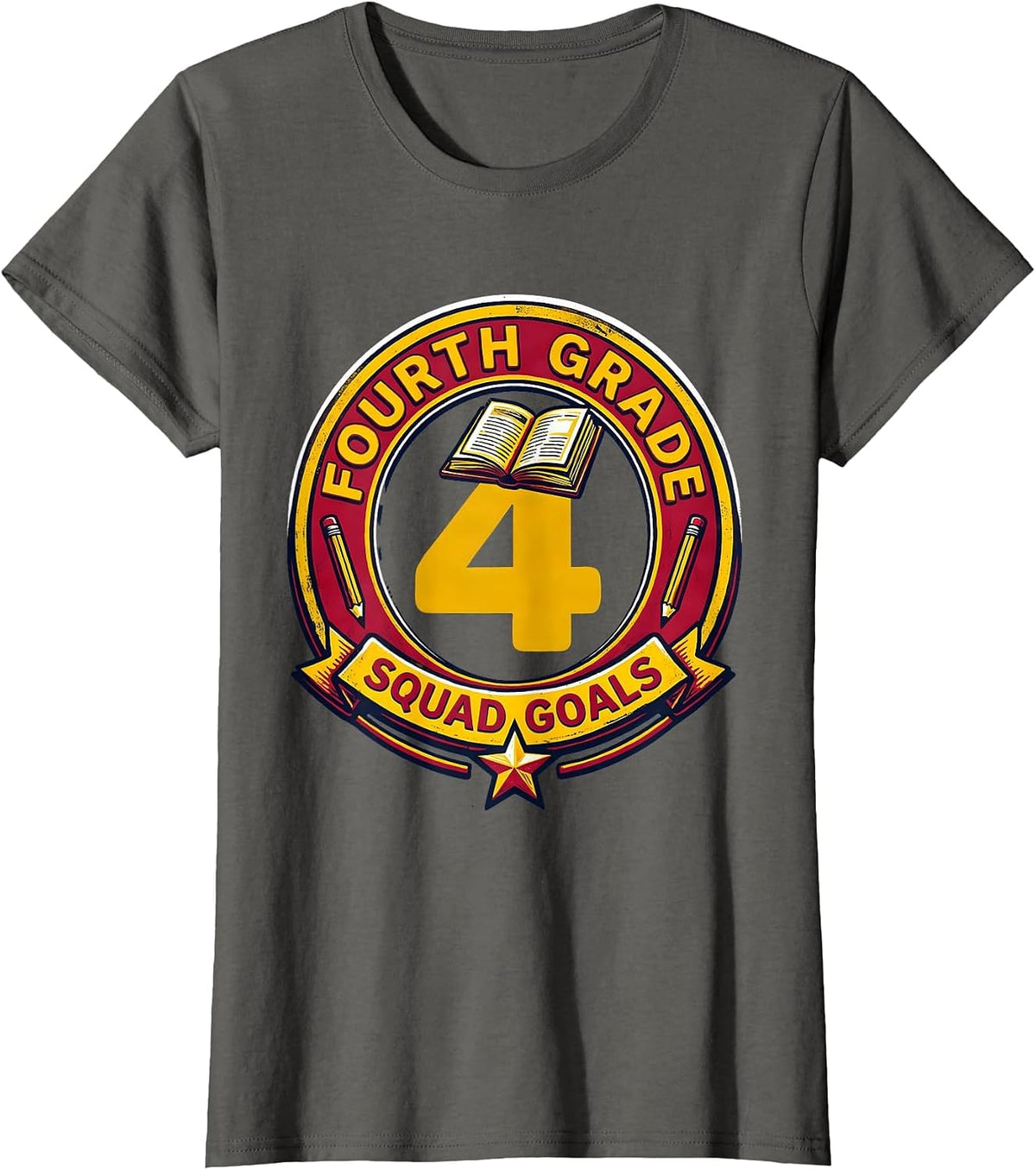 Women's Fourth Grade Squad Goals Teacher Design T-Shirt - Asphalt Grey