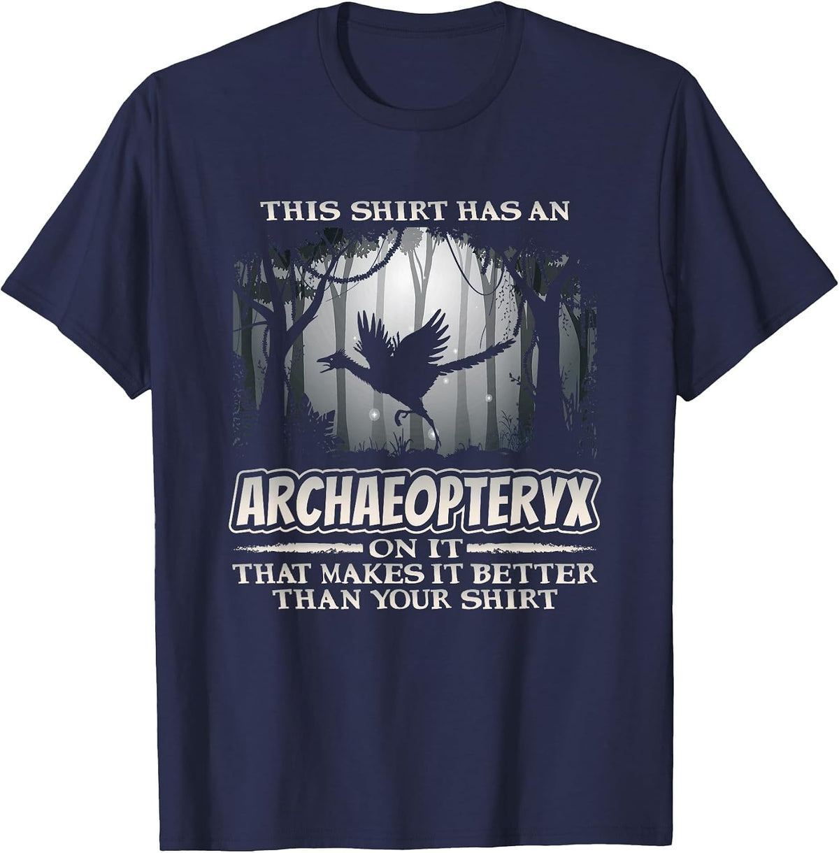 Archaeopteryx Dinosaur Funny Jurassic Period Dino Lover T-Shirt - Navy Blue