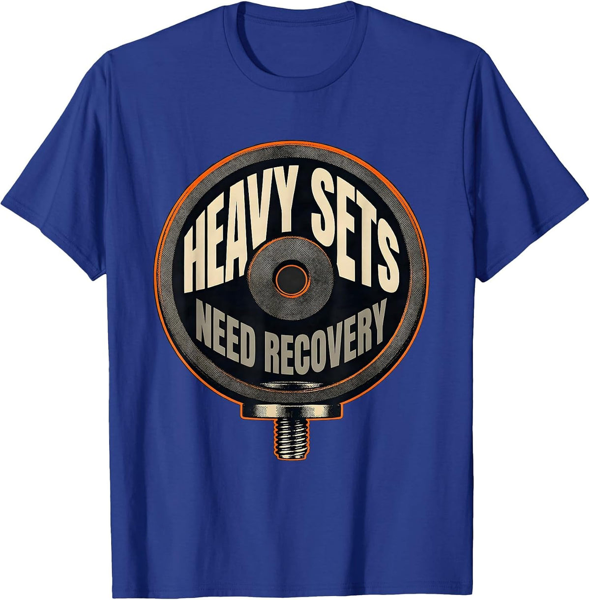 Heavy Sets Need Recovery Funny Gym Workout Weightlifting T-Shirt - Royal Blue