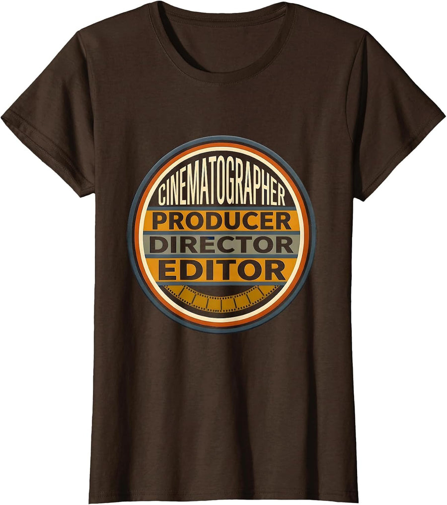 Women's Cinematographer Producer Director Editor Filmmaker T-Shirt - Brown