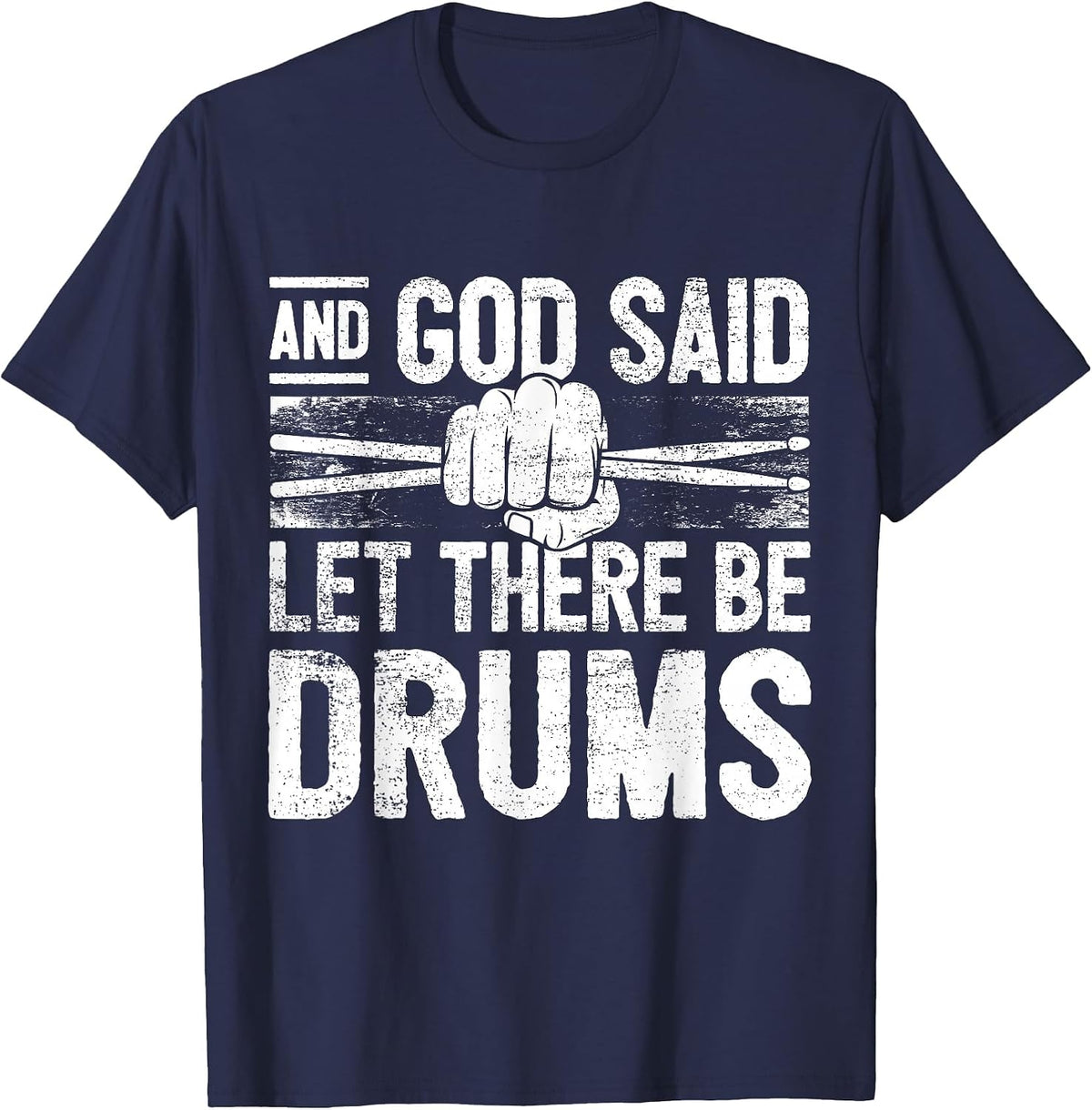 Drums God Drumming Christian Music Jesus Christian Drummer T-Shirt - Navy Blue