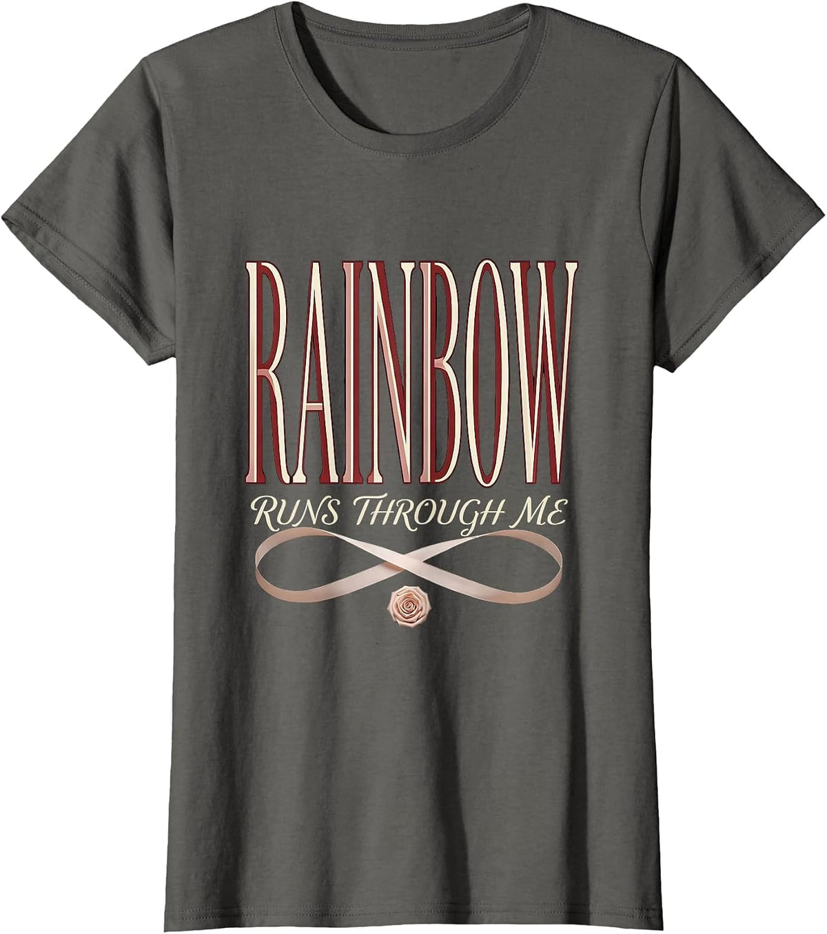 Women's Rainbow Runs Through Me Pride Graphic Design T-Shirt - Asphalt Grey