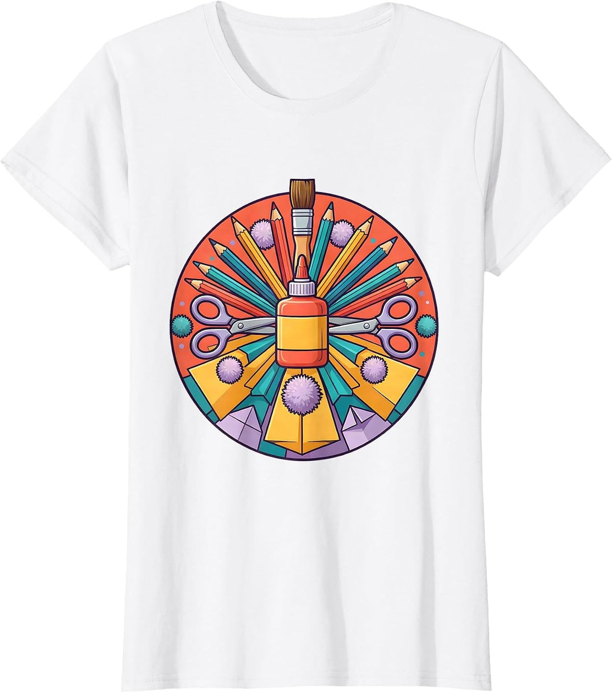 Women's Daycare Teacher Craft Supplies Graphic Tee T-Shirt - White