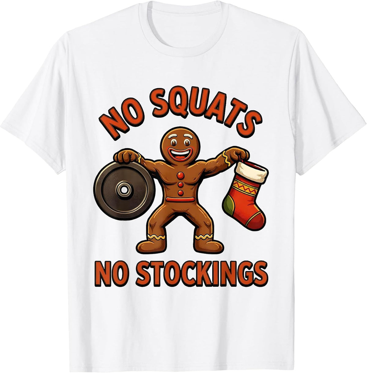Men's No Squats No Stockings Retro Advertising Mascot Gym Humor T-Shirt - White