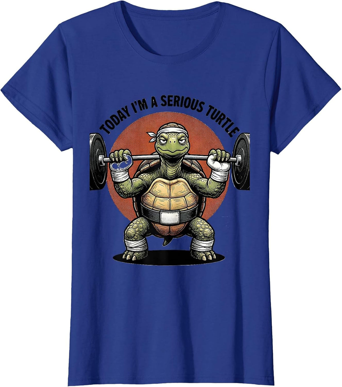 Women's Today I'm A Serious Turtle Funny Gym Workout Weightlifting T-Shirt - Royal Blue