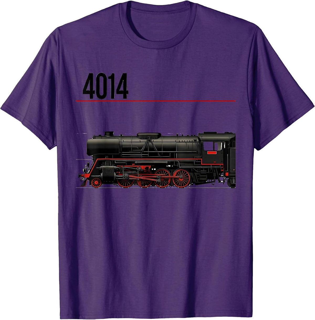 Men's 4014 Vintage Steam Locomotive Railroad Enthusiast Hobby Wear T-Shirt - Purple