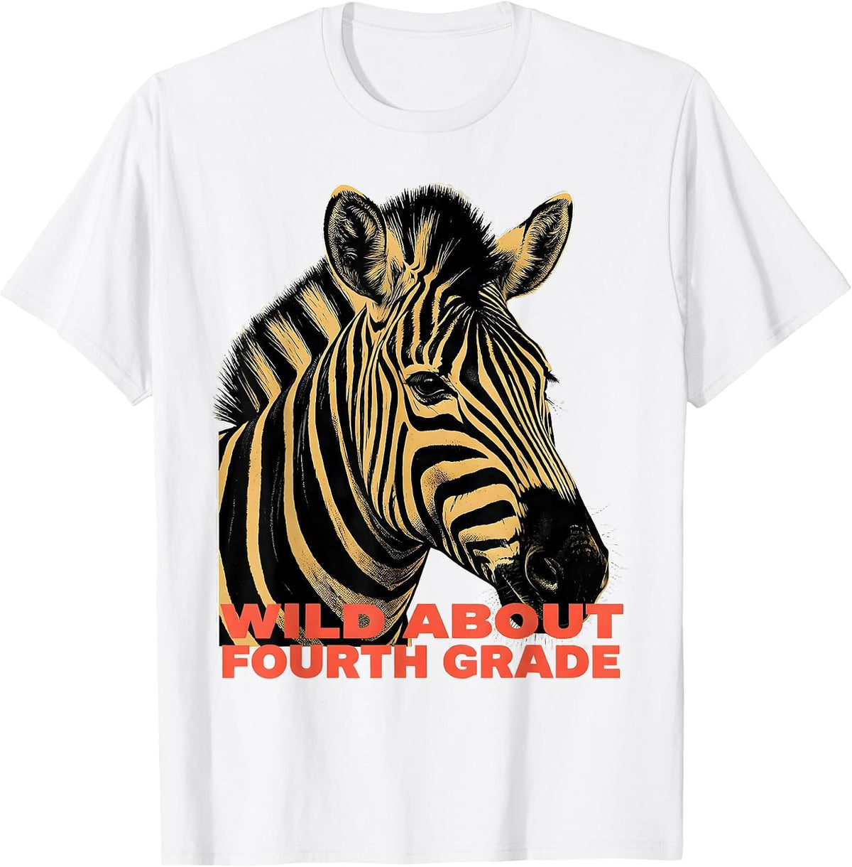 Men's Wild About Fourth Grade Playful Teacher Animal Print School T-Shirt - White