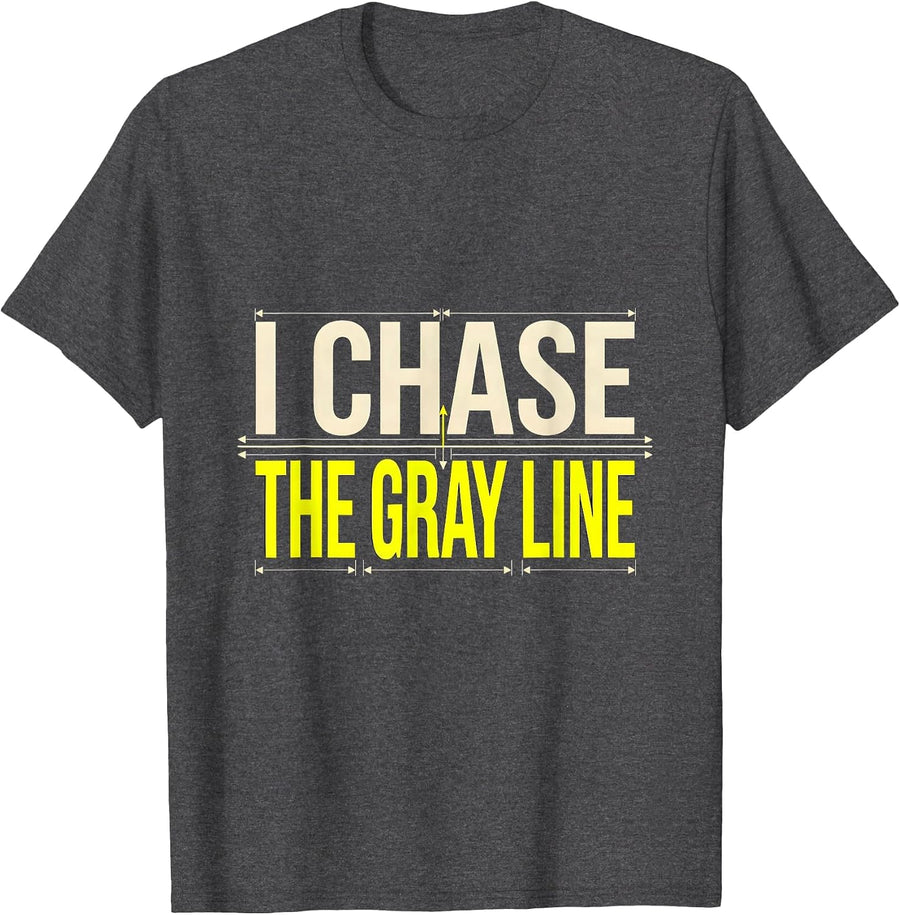 Men's I Chase The Gray Line Funny Ham Radio Operator Humor T-Shirt - Dark Heather Grey