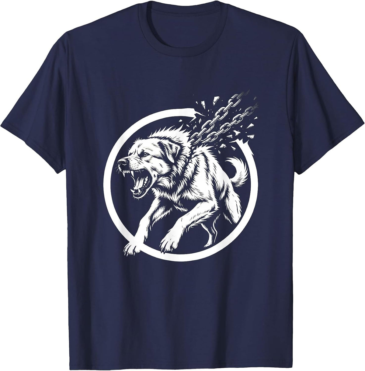 Rabid Dog Breaking Free Heavy Chain Graphic T-Shirt - Navy Blue