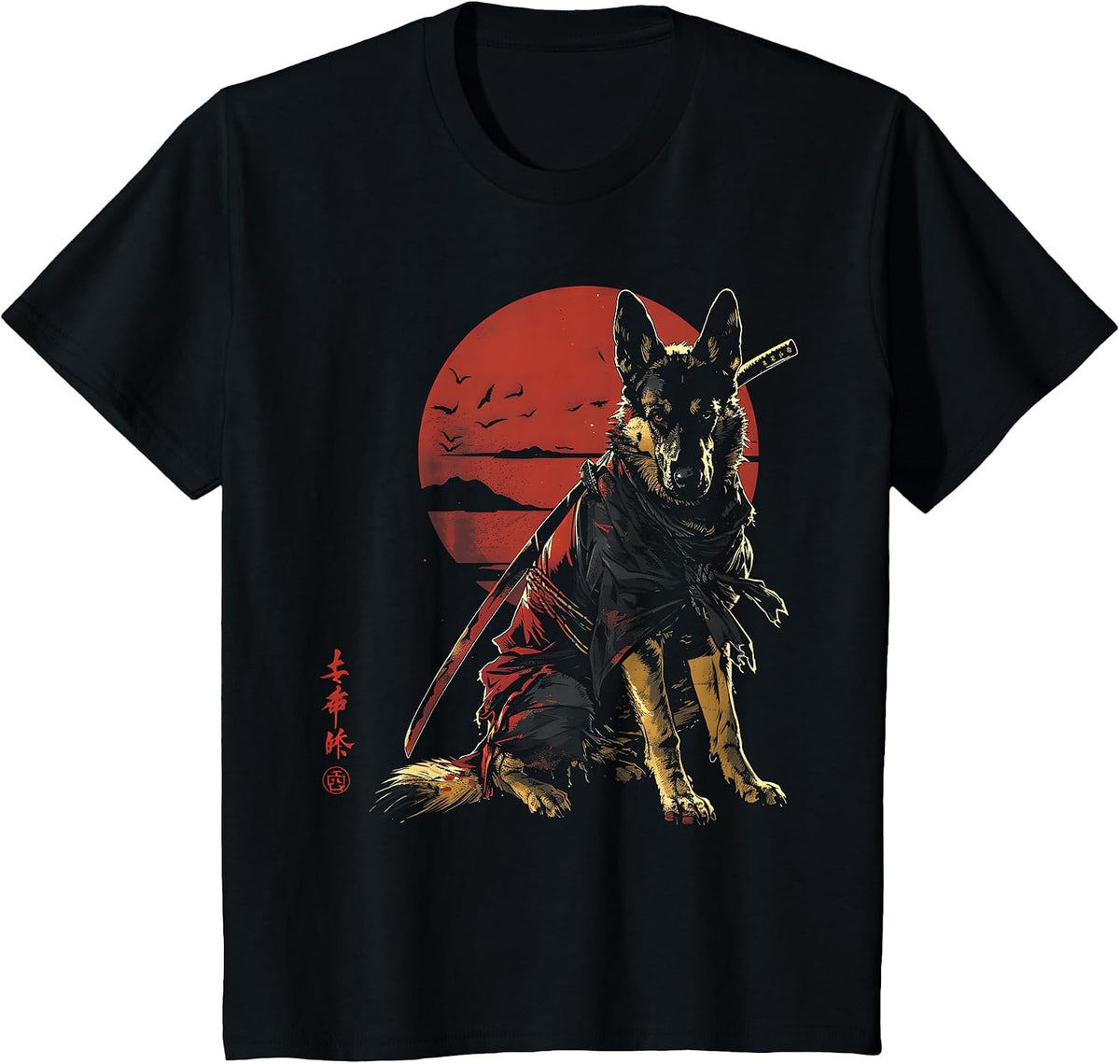 German Shepherd Dad Cute Japanese Anime Stuff Samurai Ninja T-Shirt - Black