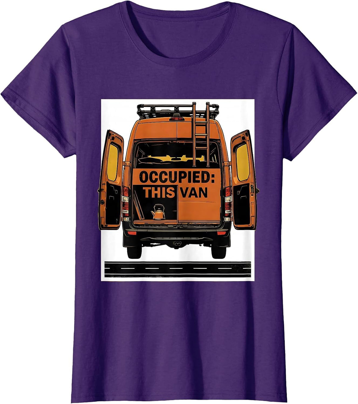 Women's Occupied: This Van Vintage Van Life Nomads Road Trip T-Shirt - Purple