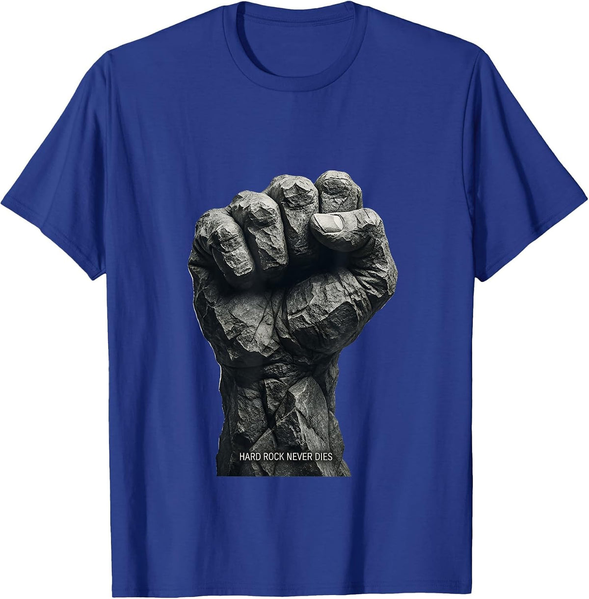 Hard Rock Never Dies Bold Rock Men Design T-Shirt - Royal Blue